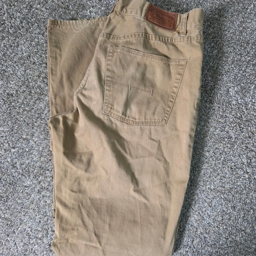 Polo‎ Ralph Lauren Mens Tan Khaki Authentic Dungarees Cotton Pants 32x32